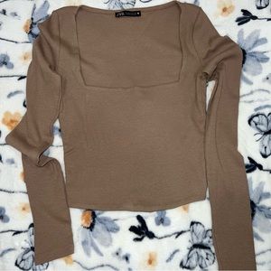 Zara Brown Long Sleeve Top